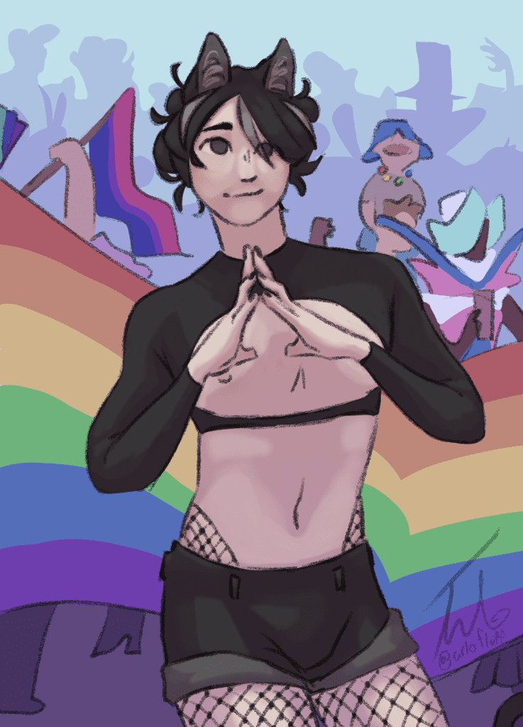 Kayxty's character Kai at a pride parade